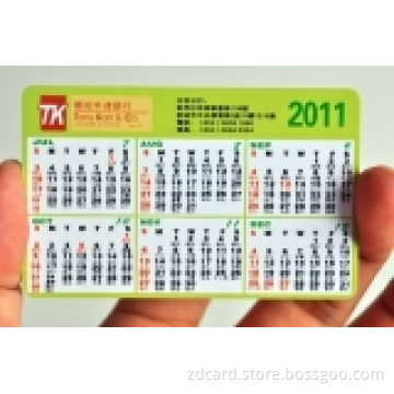 PVC Calendar Gift Card for Business Advertisement Promotion